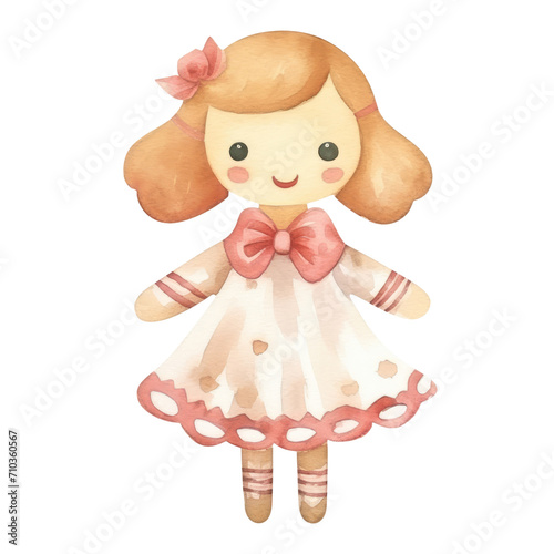 Watercolor gingerbread man isolated clipart on transparent background © Jo