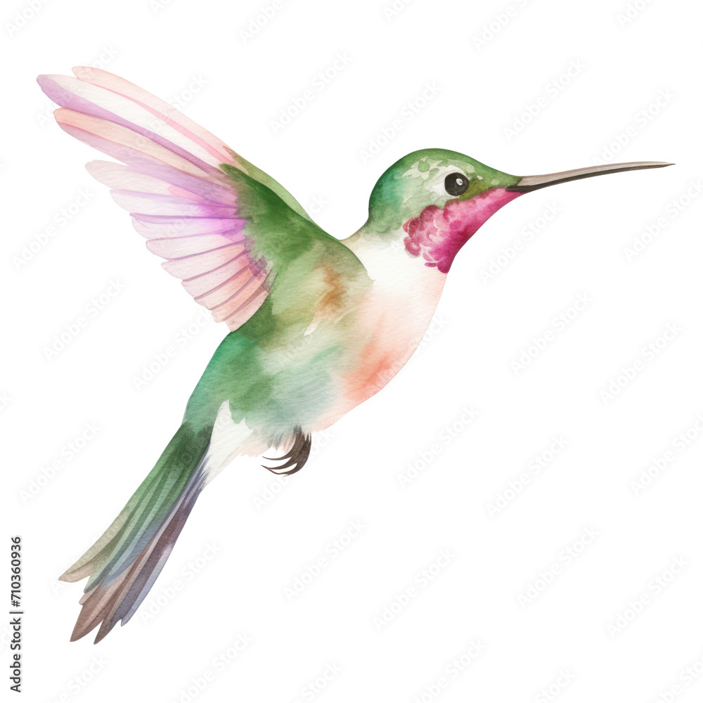 Fototapeta premium Hummingbird clipart for graphic resources watercolor PNG transparent background