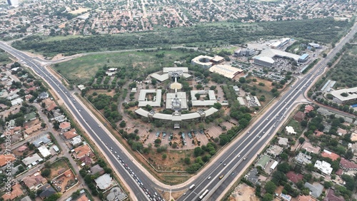 Government Mass Media complex aerial view in Gaborone, Botswana, Africa