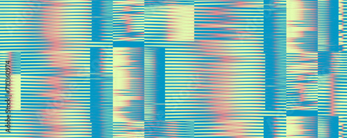 Striped ombre abstract textured seamless pattern with blue tones gradient. Psychedelic background for wall art, wallpaper, wall panel, textile, poster, bedding, interior decor.