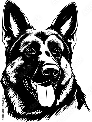German Shepherd Dog SVG Happy Smiling Detailed Shading