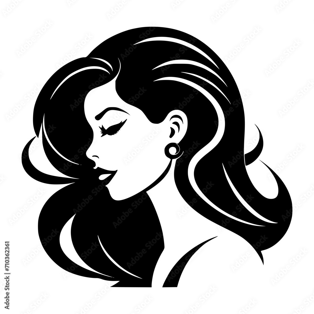 silhouette of a girl, silhouette of a beautiful women hair style Vector illustration silhouette image icon