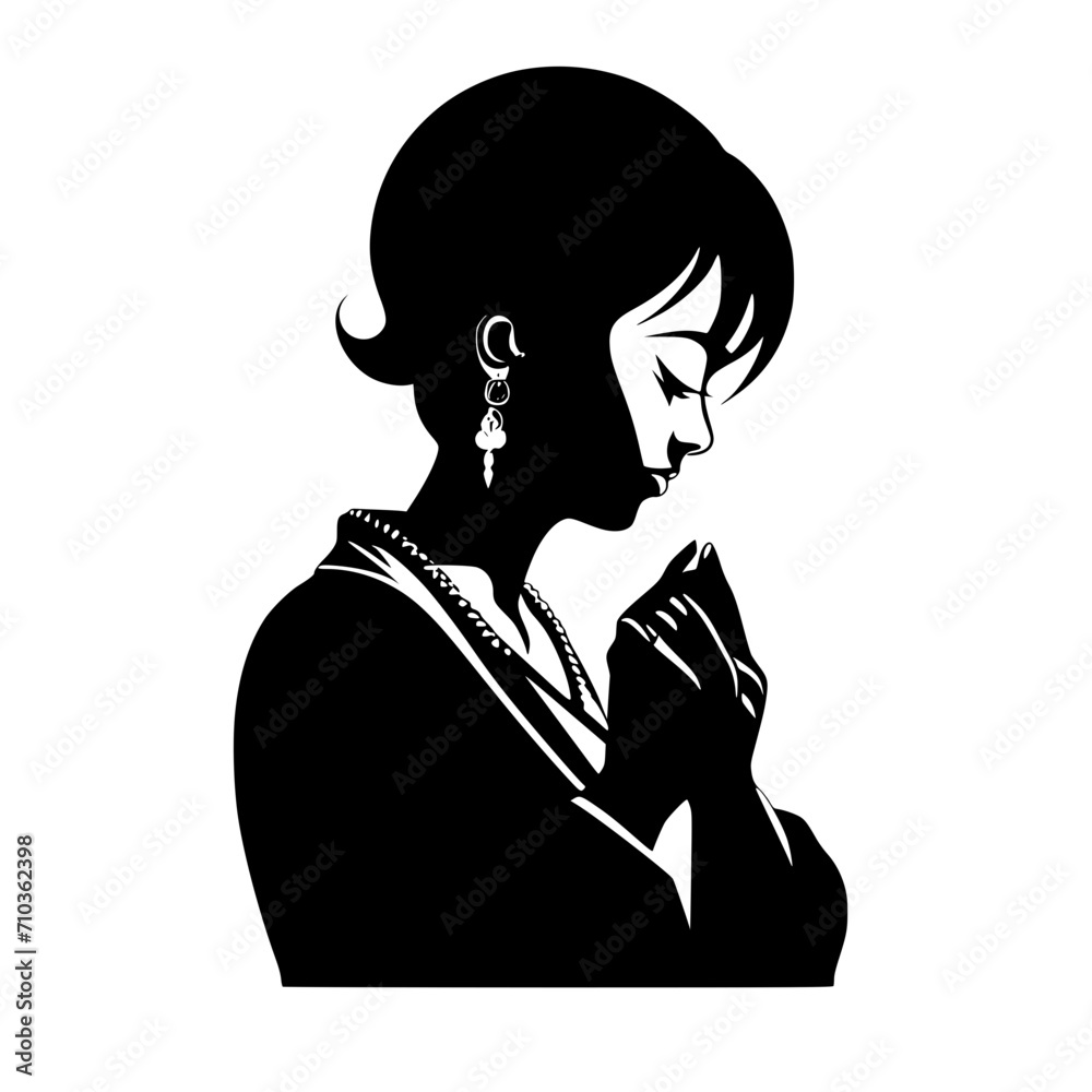 silhouette of a praying women Vector illustration silhouette image icon