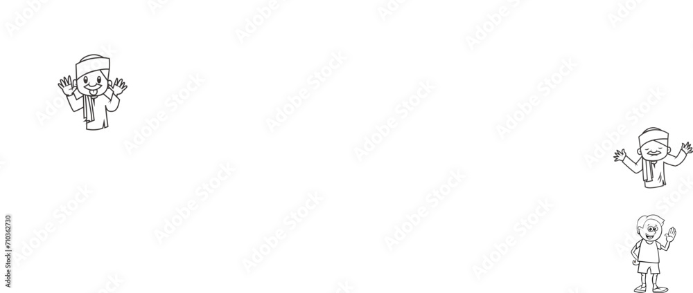 Fototapeta premium coloring small children in cute poses small