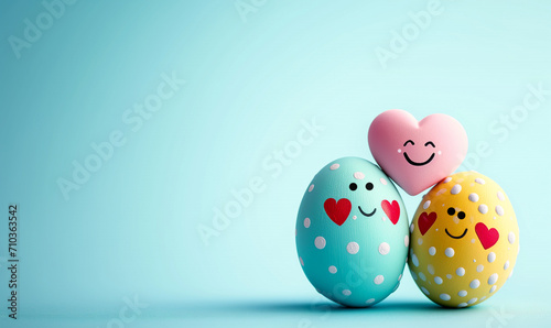 Ostereier Familie aus bunt gefärbten Eiern photo