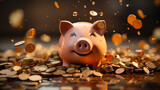 bank of the money. the bank is in the form of a pig