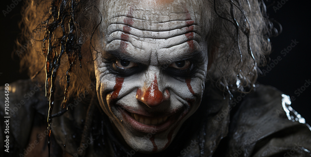 portrait of a young man with scary makeup and a halloween make - up portrait of a young man with scary makeup and a halloween make - up