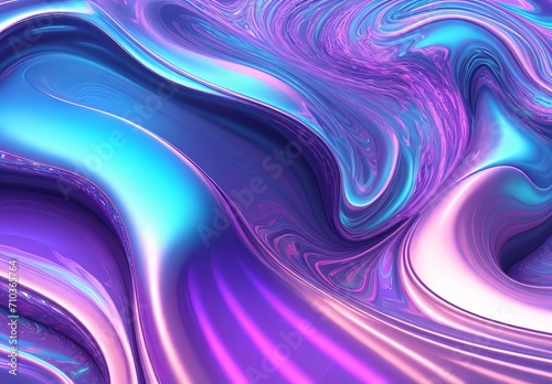 Liquid shapes abstract holographic 3D wavy background 