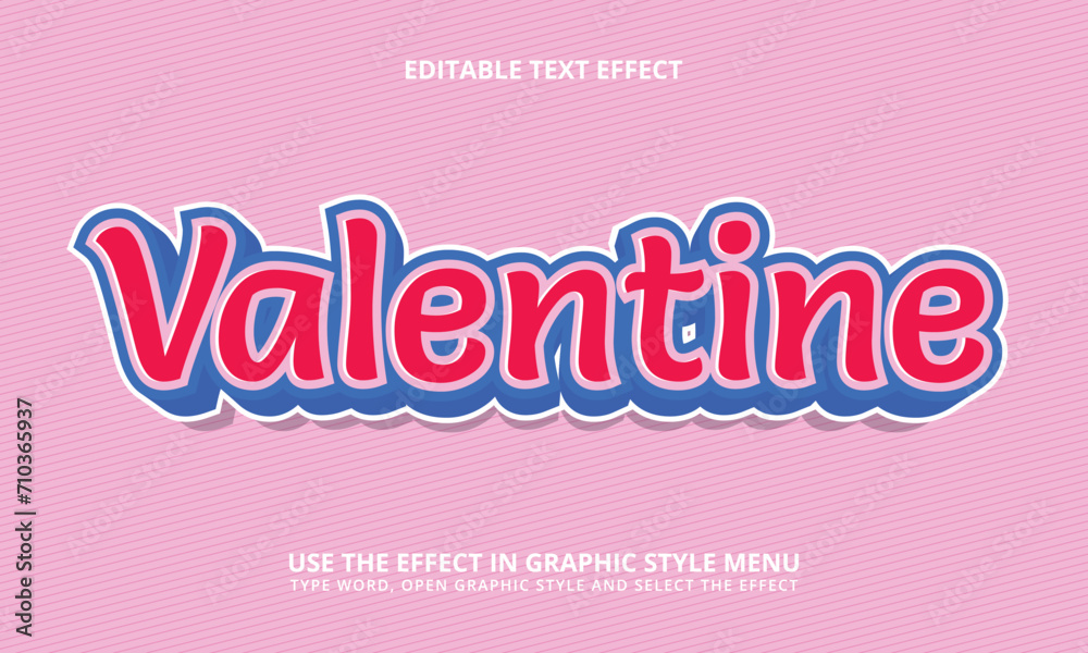 Vector 3D Bold Valentine Text Effect