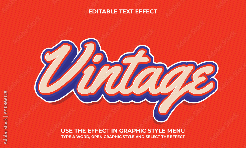 Vector 3D Bold Vintage Text Effect