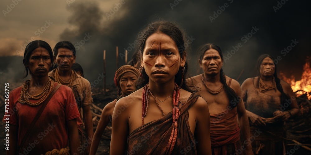 Fototapeta premium A group of indigenous people from a tribe