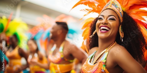 A group of Brazilian samba dancers in carnaval