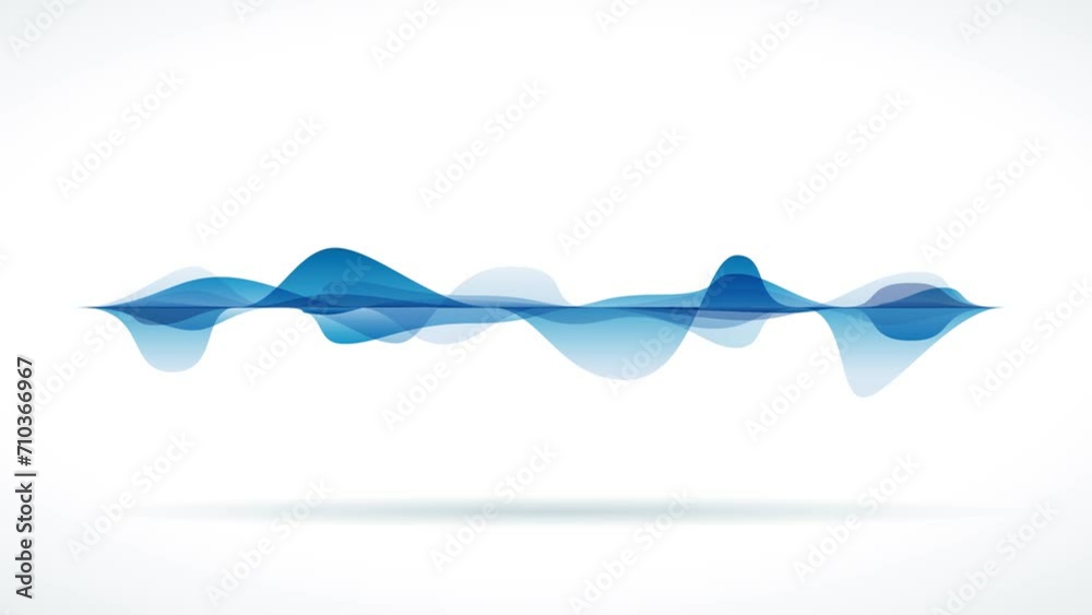 Blue audio sound waves. Animated illustration in seamless looping