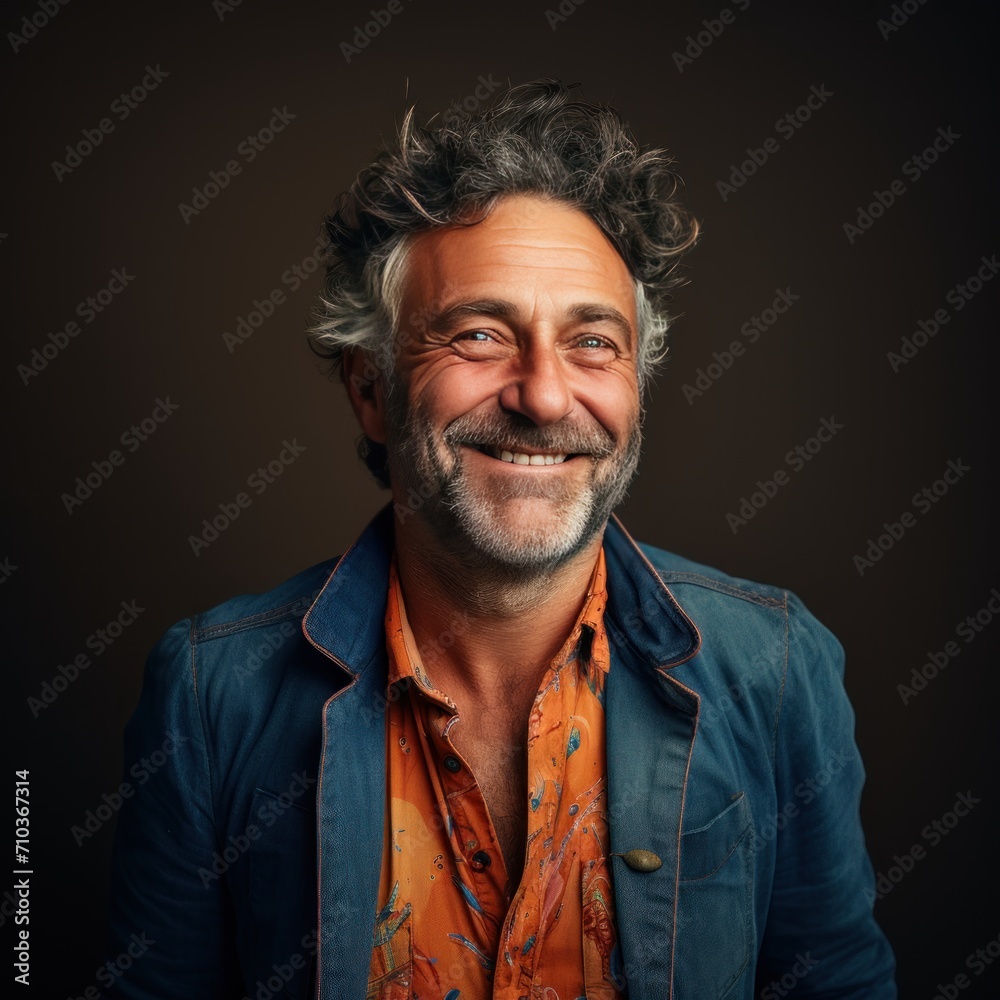 Smiling middle aged mature man posing, joyful smile, wearing casual clothes Smiling middle aged mature man posing, joyful smile, wearing casual clothes
