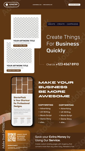 Modern Design of Starter Pack Marketing Templates - social media feed & story, A4 social media templates - Style 20