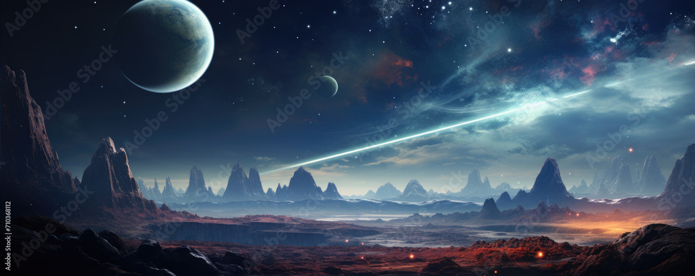 Amazing landscape of futuristic alien planet