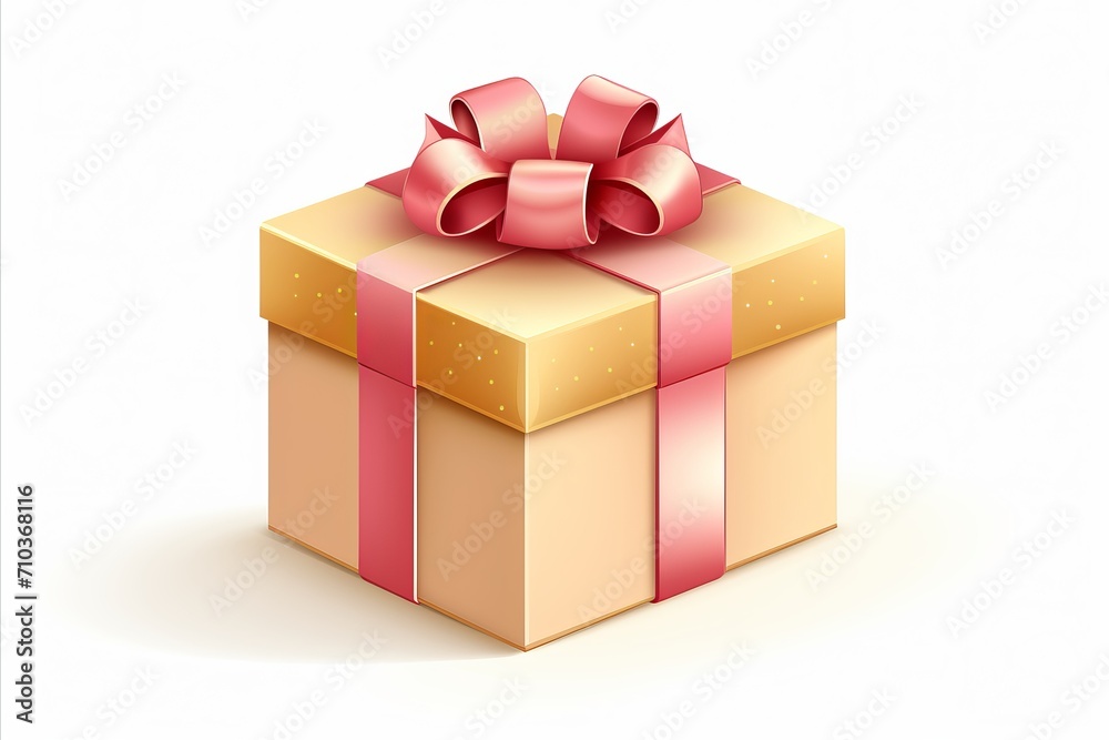 Obraz premium Ribbon-tied gift box on white background - ideal for celebrations and special occasions