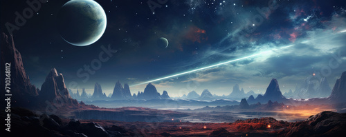 Amazing landscape of futuristic alien planet © Daniela
