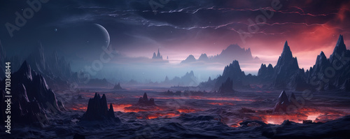 Amazing landscape of futuristic alien planet © Daniela