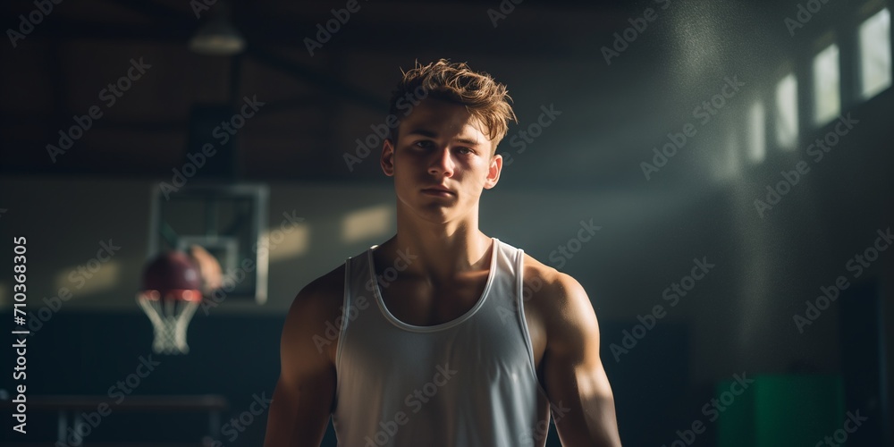 Fototapeta premium Portrait of a young athlete basketball player