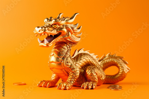 gold chinese dragon statue © toonsteb