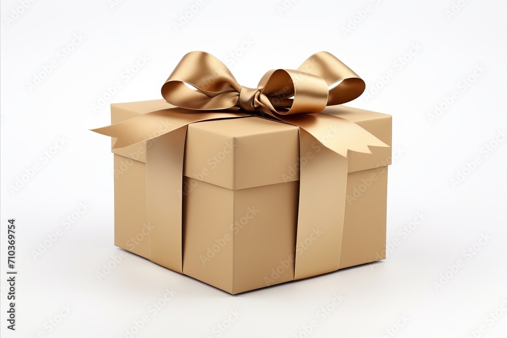 Elegant gift box with ribbon on white background, perfect for gifting and celebrations Elegant gift box with ribbon on white background, perfect for gifting and celebrations
