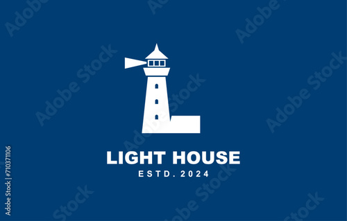 L Letter light house logo template for symbol of business identity