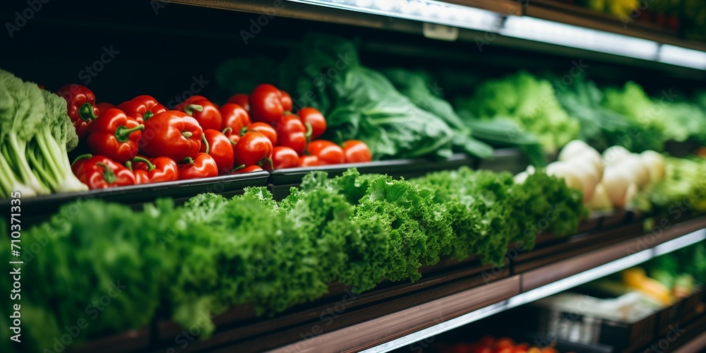 Fresh Vegetables on Supermarket Shelves