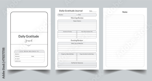 Editable Daily Gratitude Journal Planner Kdp Interior printable template Design.