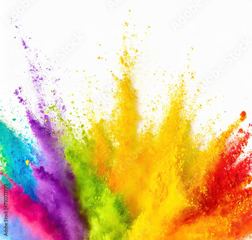 colorful rainbow holi paint color powder explosion isolated white wide panorama background © netsay