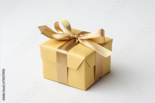 Elegant gift box with tied ribbon on white background, ideal present for special occasion