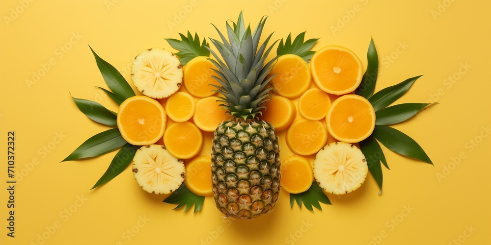 Stylized pineapple on a bright colored background Stylized pineapple on a bright colored background