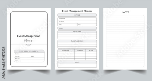 Editable Event Management Planner Kdp Interior printable template Design. photo