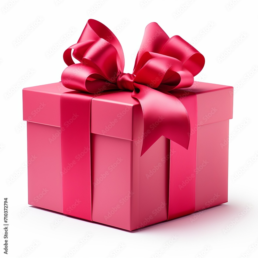 Obraz premium Elegant gift box with decorative ribbon on white background for gifting and celebrations