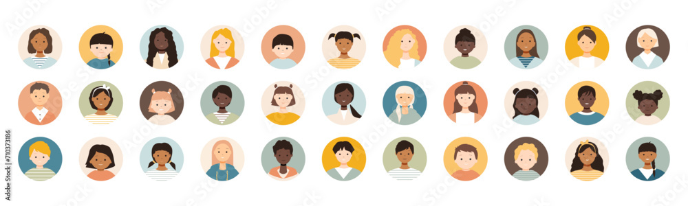 Set of icons of different children. Children of different age. Set of icons of different children. Children of different age.