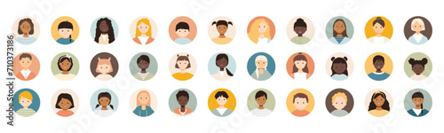 Set of icons of different children. Children of different age.