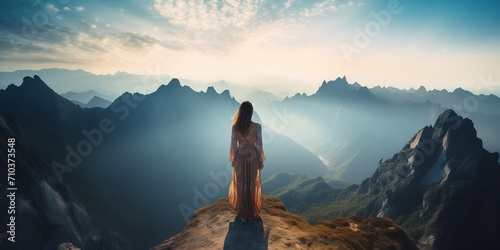 Summer travel concept. A girl stands against the backdrop of a famous landmark