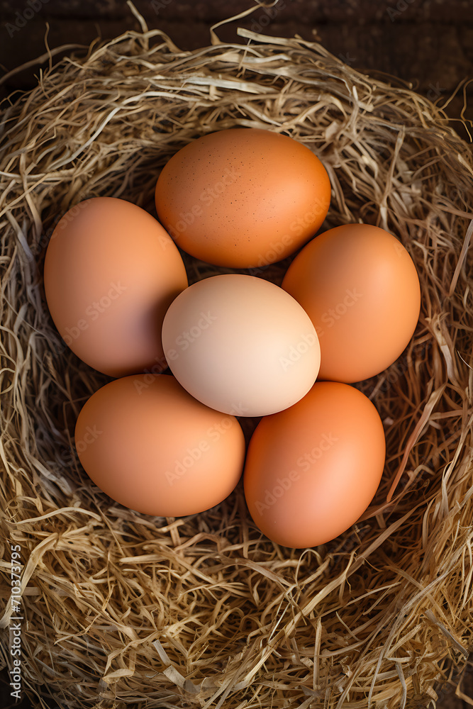 Hühnereier in einem Nest 