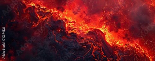 Inferno unleashed. Captivating image of active volcano eruption featuring fiery lava flow intense flames and stunning display of nature power