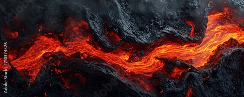 Inferno unleashed. Captivating image of active volcano eruption featuring fiery lava flow intense flames and stunning display of nature power