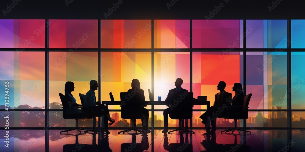 Silhouettes Of People in a conference room