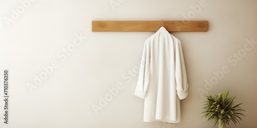 A Robe hangs on a hook in the Bathroom