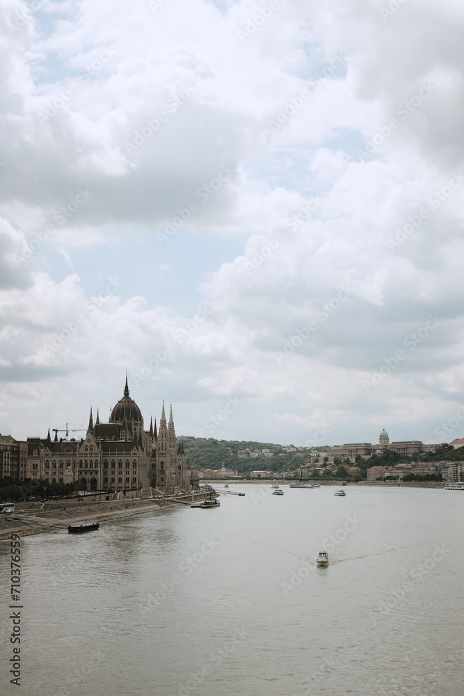 Parliament building and part of the city of Budapest. panoramic high quality photo