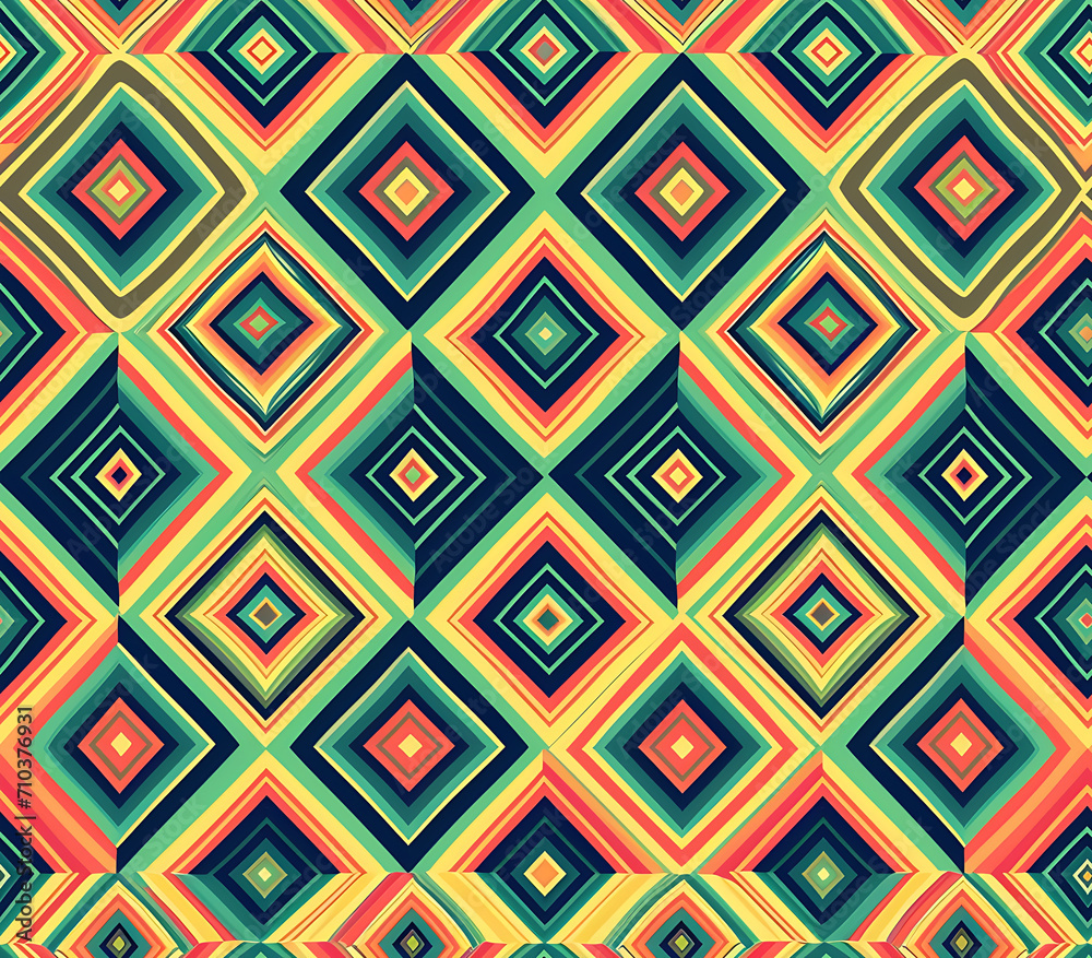 Colorful Geometric Pattern with Abstract Retro Style, seamless pattern