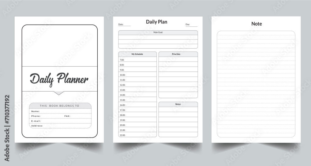 Editable Daily Planner Kdp Interior printable template Design.