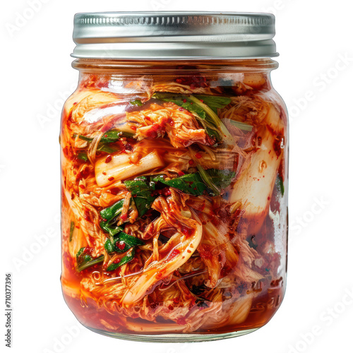 Kimchi in Jar Isolated on Transparent or White Background, PNG