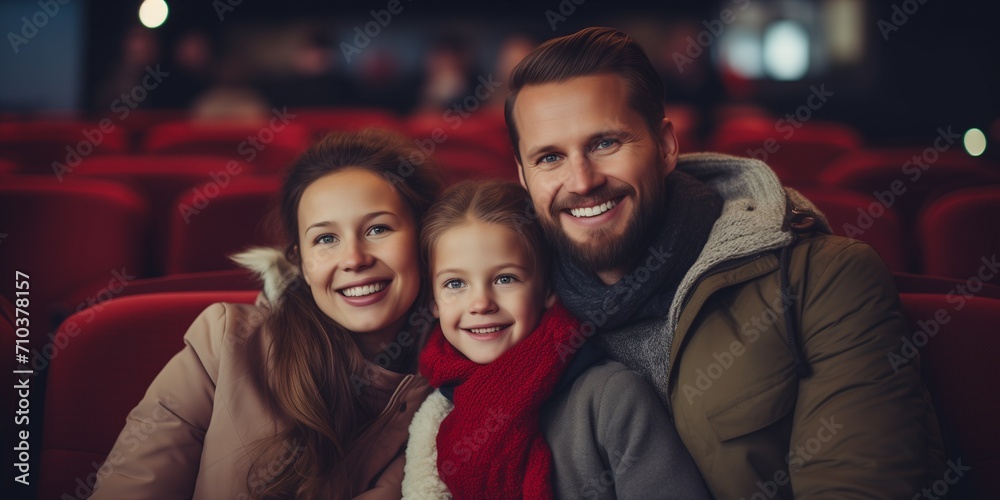 happy family in cinema together