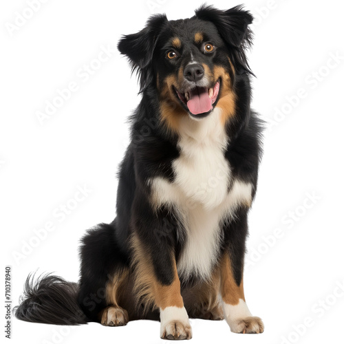 Watercolour portrait painting of a Bernese Mountain Dog puppy, isolated on a translucent white background