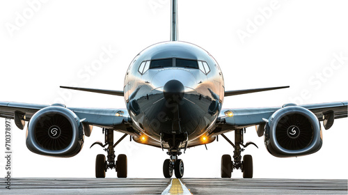 Airplane Front View Isolated on Transparent or White Background, PNG