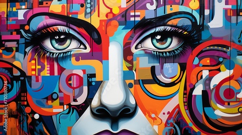 A close-up of a cool graffiti mural with bold colors and intricate details, showcasing the talent and creativity of the anonymous street artist.
